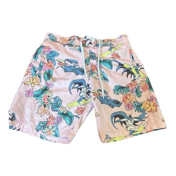 DC Comics Other - DC Comics Board shorts Batman Mens Swim Trunks Medium Pink Hawaiian Mesh Liner